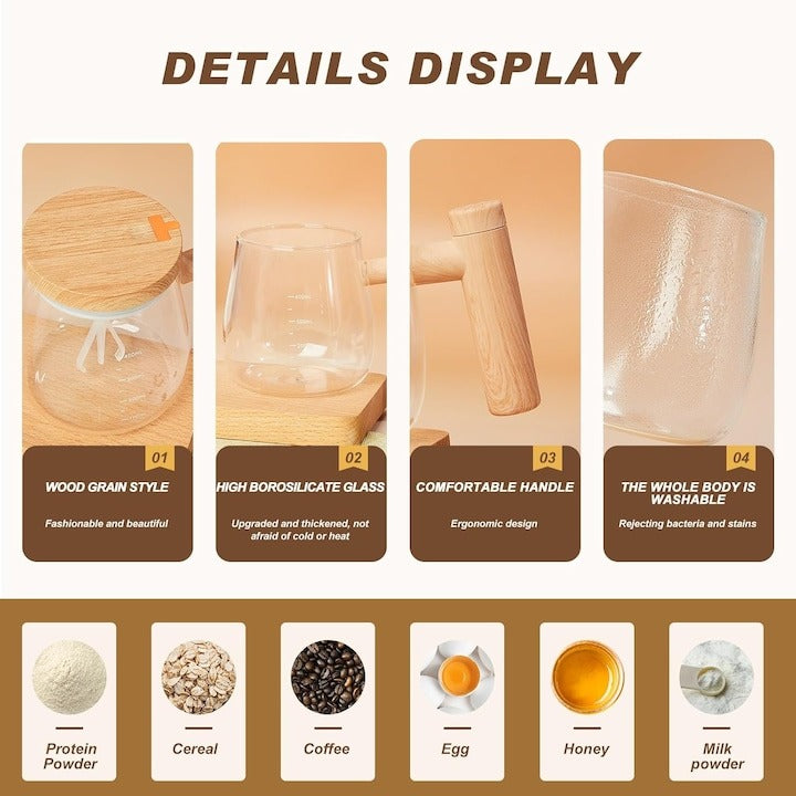 Cana Electrica gradata cu Amestecare Automata ,Sticla Borosilicata, 400ml, USB