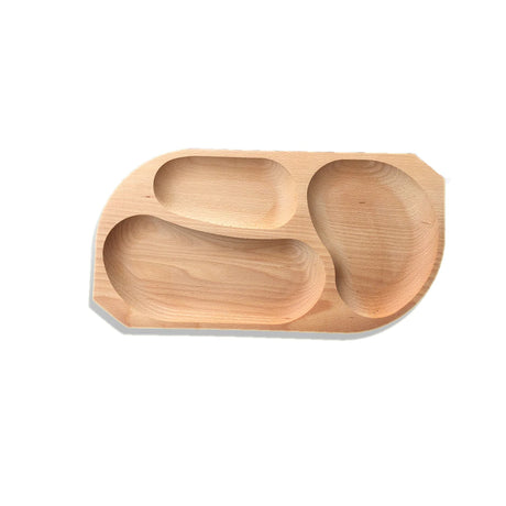 Platou din lemn, 3 compartimente, 43x22.5 cm