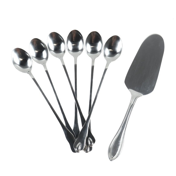 Set 7 bucati, Lingurite pentru Desert si Paleta Tort, inox