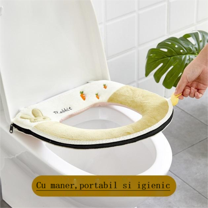 Husa/perna pentru capac toaleta,pufoasa, Imprimeu Color,43x36 cm