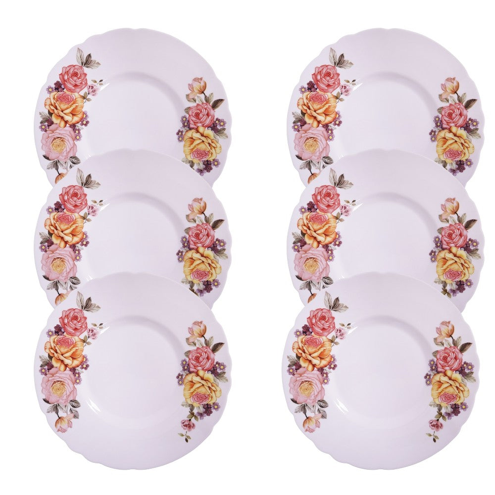 Set 6 Farfurii intinse, Opal, model floral ,25.5 cm