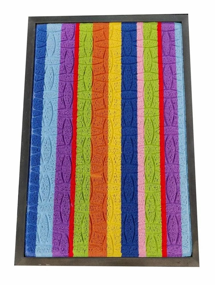 Covor intrare din Pvc si Material Textil, Maro-Gri, 60x40 cm