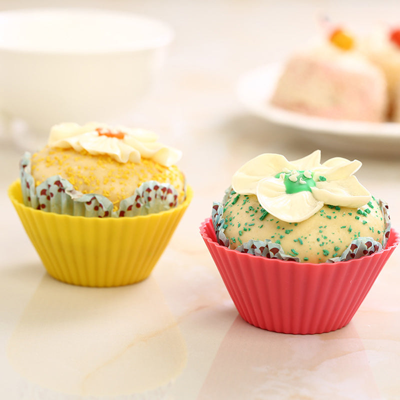 Set 10 Forme din Silicon pentru Savarine si Briose, Multicolore, 9x4.5 cm, aluat, creme, bucatarie