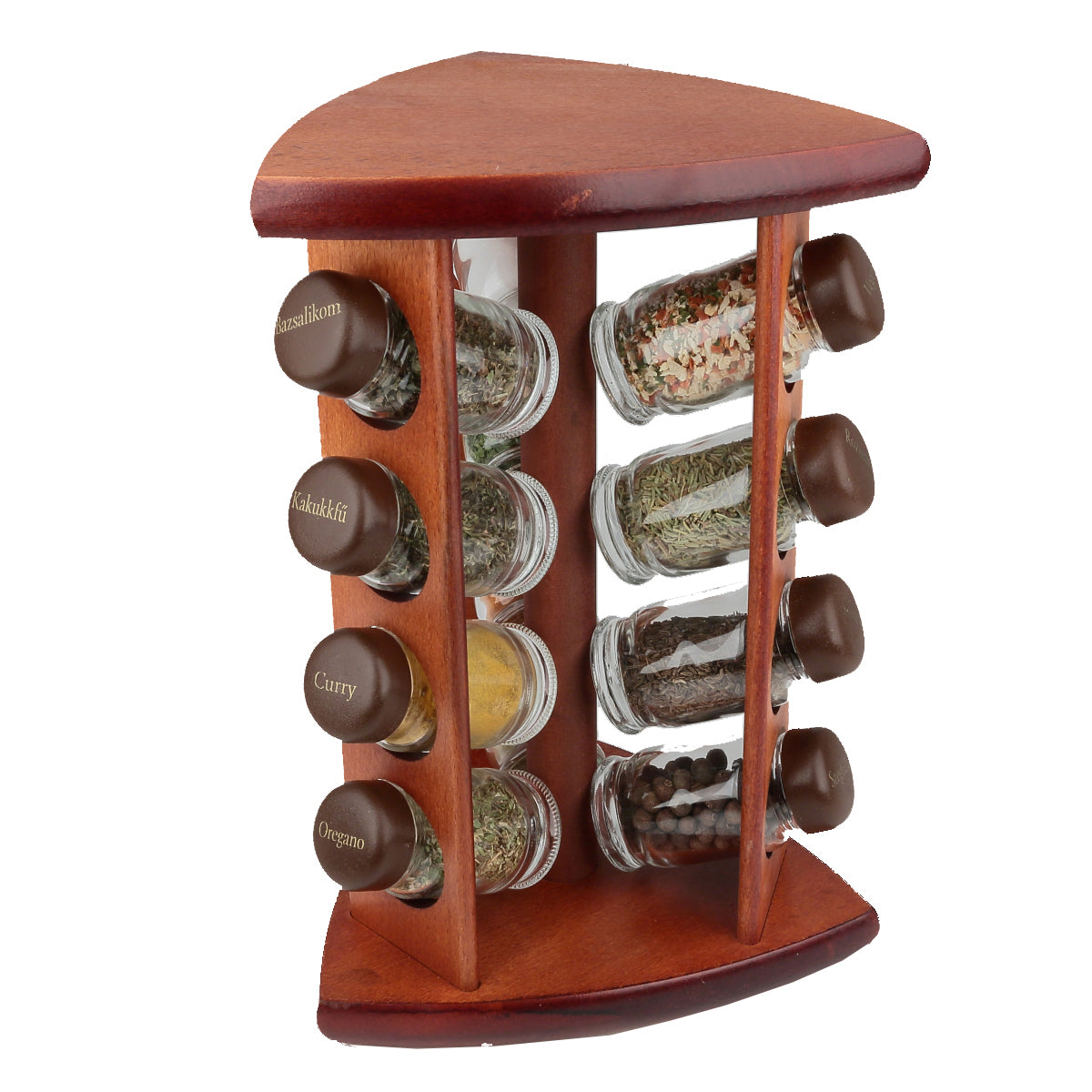 Set 12 Recipiente Condimente, Suport Rotativ Din Lemn , bucatarie, ingrediente, patrunjel,vegeta,curry,ienibahar,oregano,sare,rozmarin, paprika dulce,cimbisor,piper,busuioc,chimion, mancare
