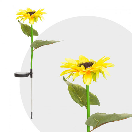Set 2 flori solare cu lumina alb cald, 70 cm