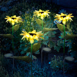 Set 2 flori solare cu lumina alb cald, 70 cm