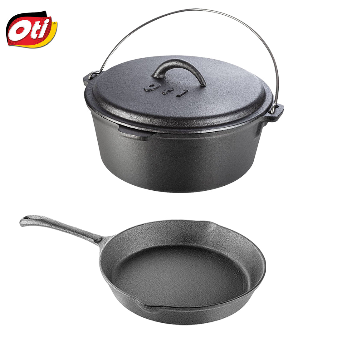 Set 2 produse din fonta pura, Tuci Oti 24 cm, Tigaie Oti 24 cm