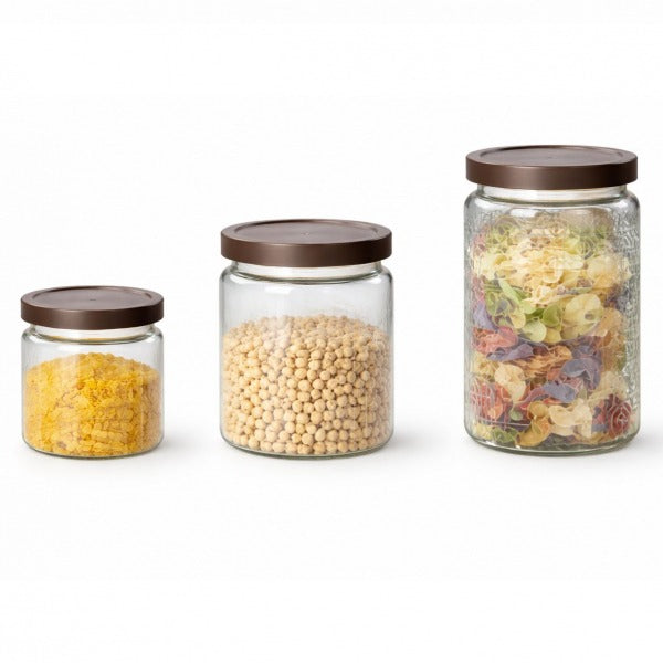 Set 3 Borcane Condimente sticla cu capac , 600/750/1500ML