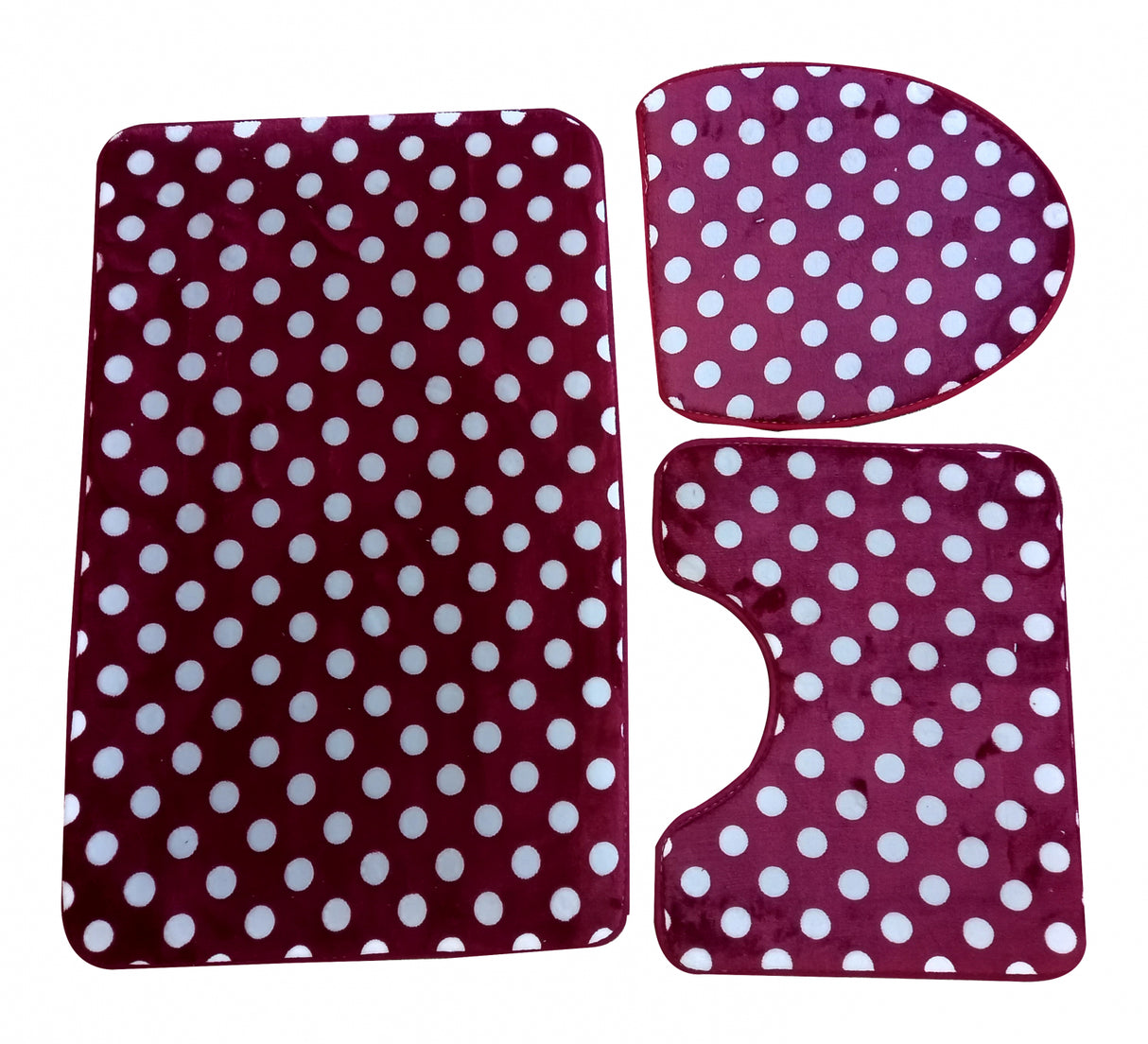 Set 3 covorase pentru baie, Model Buline, Material Textil, 80x50 cm