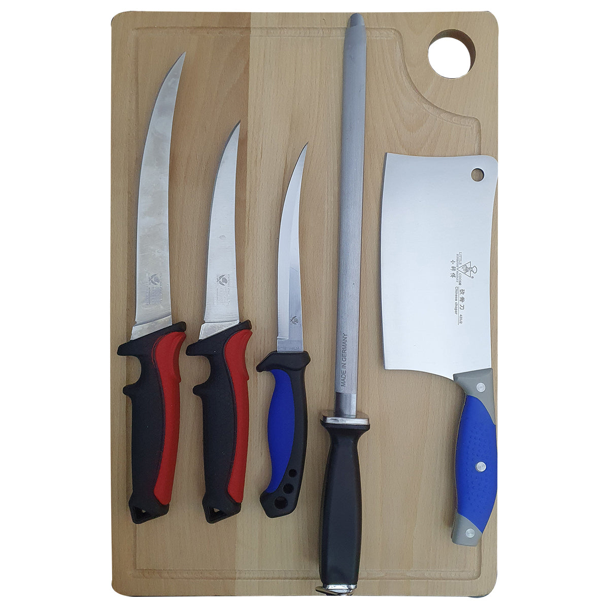 Set 3 cutite Macelarie cu teaca, Satar si Masat