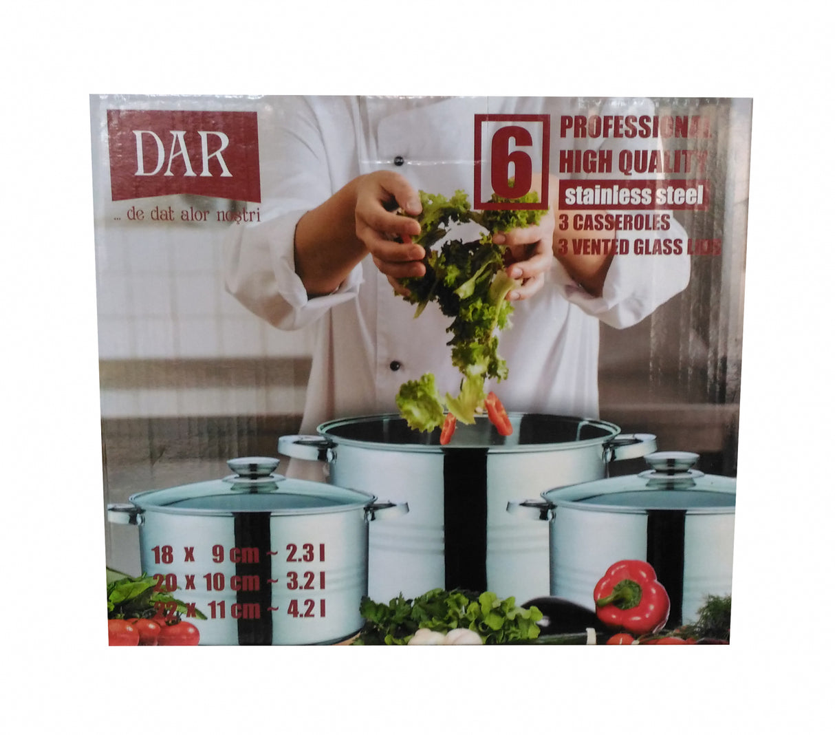 Set 3 oale inox plus capace de sticla, 2.3, 3.2, 4.2 l