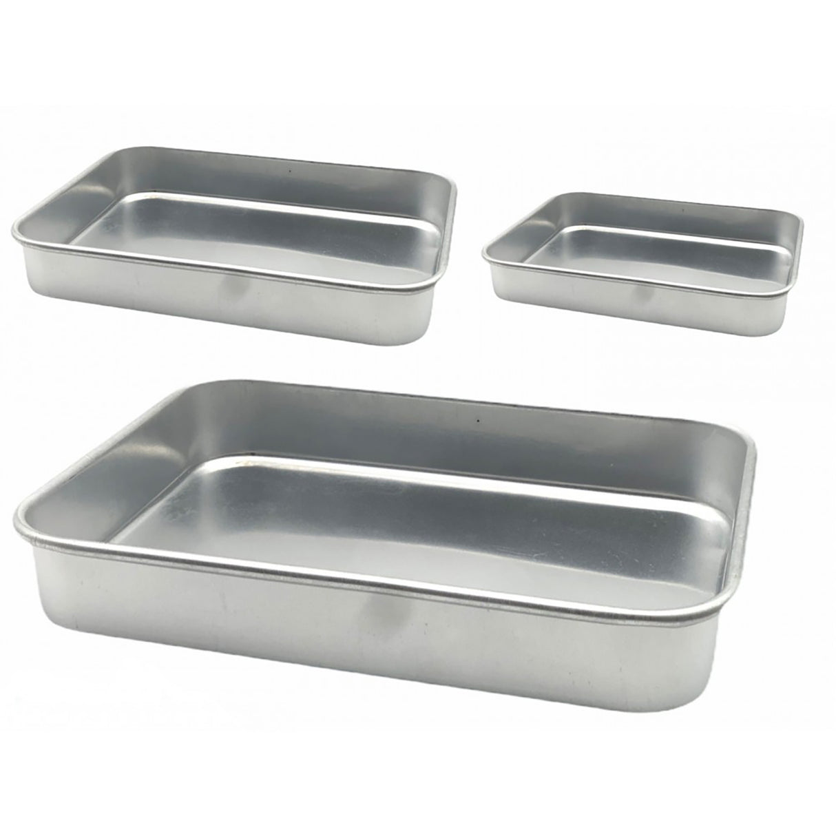 Set 3 tavi pentru Cuptor din Aluminiu,Dreptunghiulare, Argintii