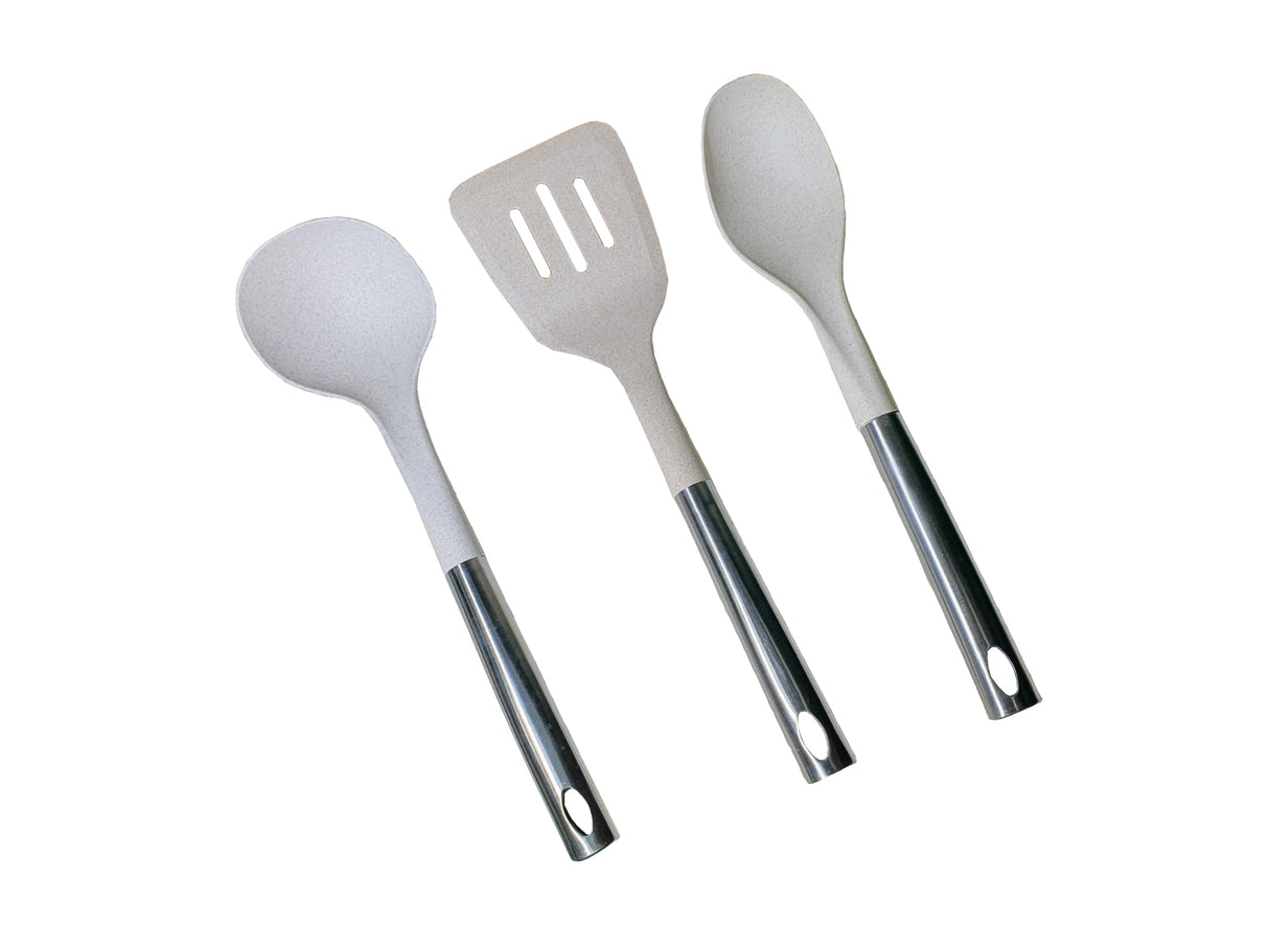 Set 3 Ustensile de Bucatarie, Polonic, Paleta, Lingura Sos, supe, ciorbe, cartofi prajiti, mancare, bucatarie