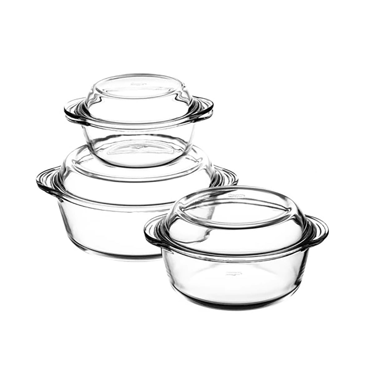 Set 3 vase, Termorezistente, Rotunde, Borcam, 2.1+1.45+0.84 l