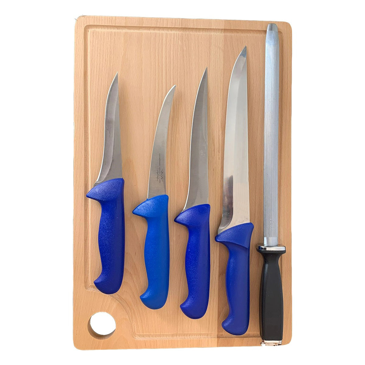 Set 4 cutite Macelarie si Masat pentru Ascutit Cutitele