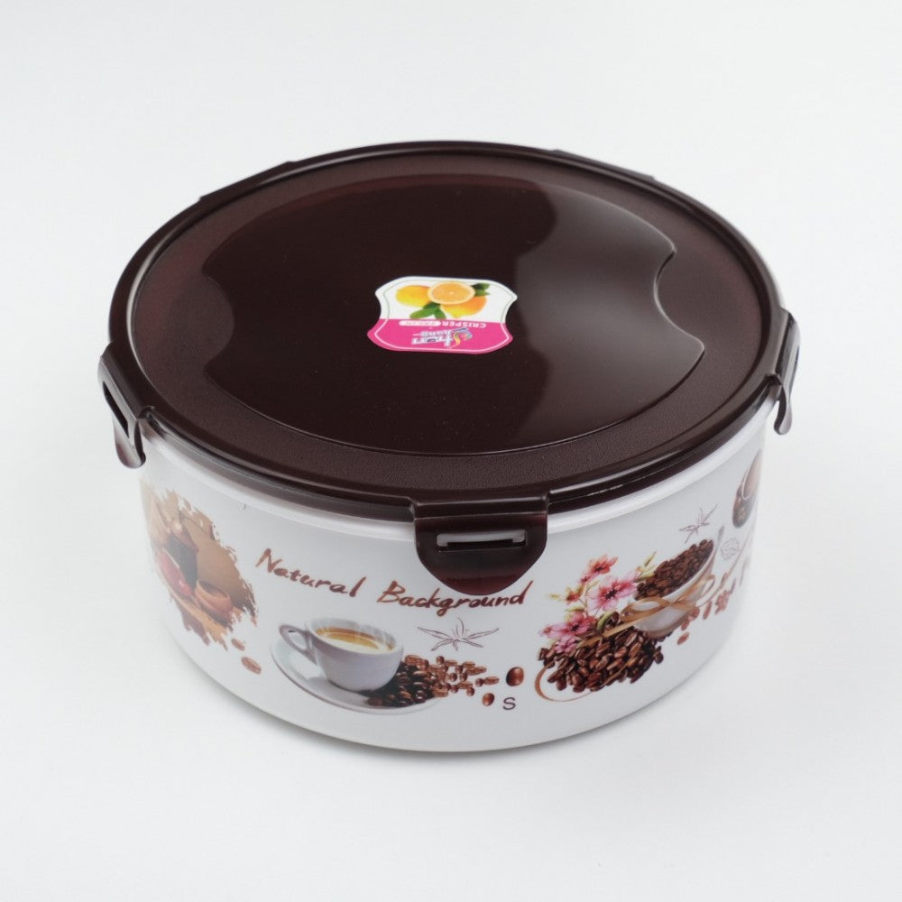 Set 5 caserole din Plastic, pentru alimente rotunde, cu capace