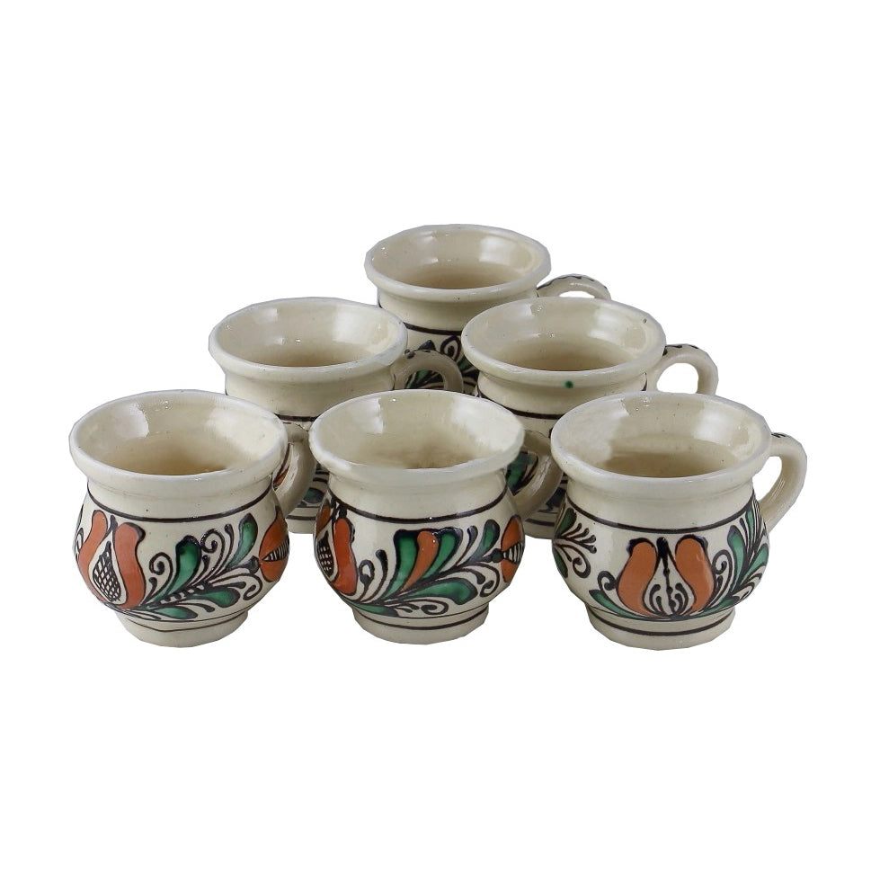 Set 6 Cani Traditionale din Ceramica, Pictate Manual
