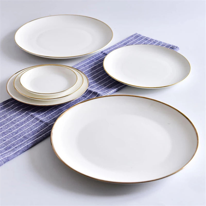 Set 6 farfurii adanci, Opal, cu Filigram Auriu, 23 cm