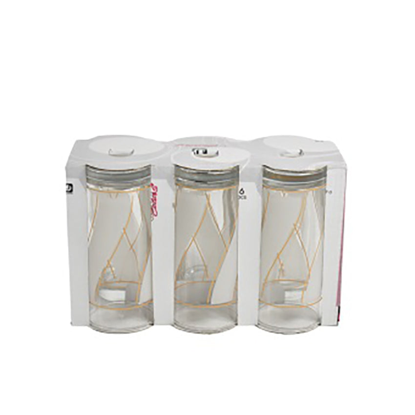Set 6 pahare de Sticla cu imprimeu Geometric, 200ml