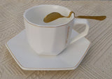 Set ceasca de cafea cu lingurita si farfurie, ceramica, 180 ml, 7 x 8 x 12 cm