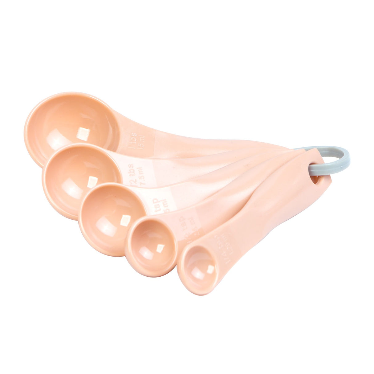 Set 5 linguri de masură, Plastic, Culoare piersică