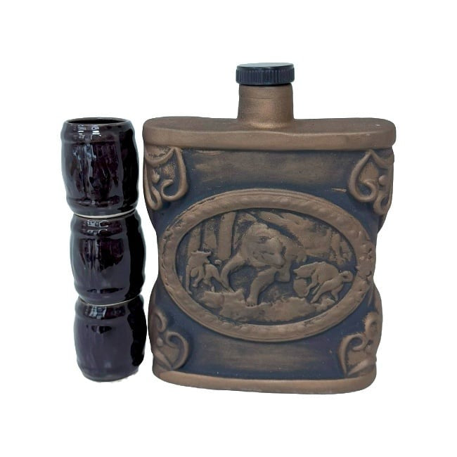 Set pentru servit bauturi , Plosca Vanatoreasca cu 3 pahare, ceramica , 700 ml