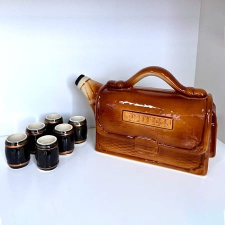 Set servire băutura ceramică,Geanta Superboss 1.5L cu 6 pahare 100 ml