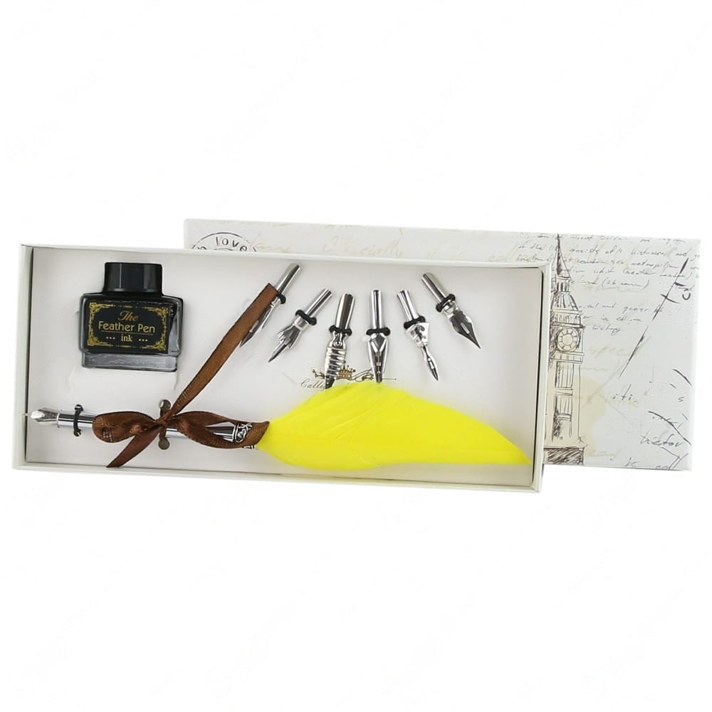 Set Pana de scris Big Ben, Galben – 8 piese