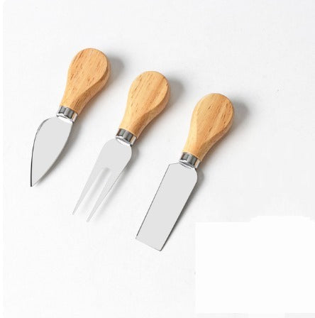 Set 3 cutite Branzeturi, maner din lemn , 12 cm