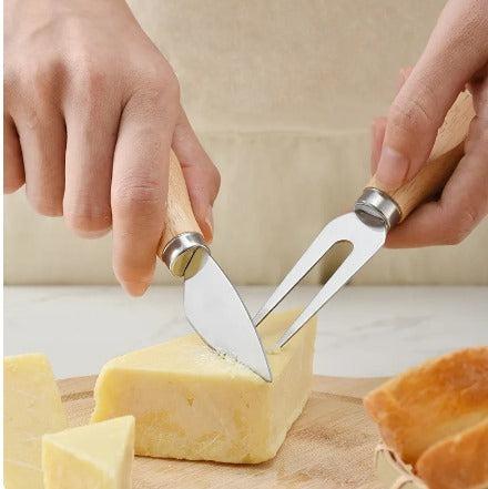 Set 3 cutite Branzeturi, maner din lemn , 12 cm