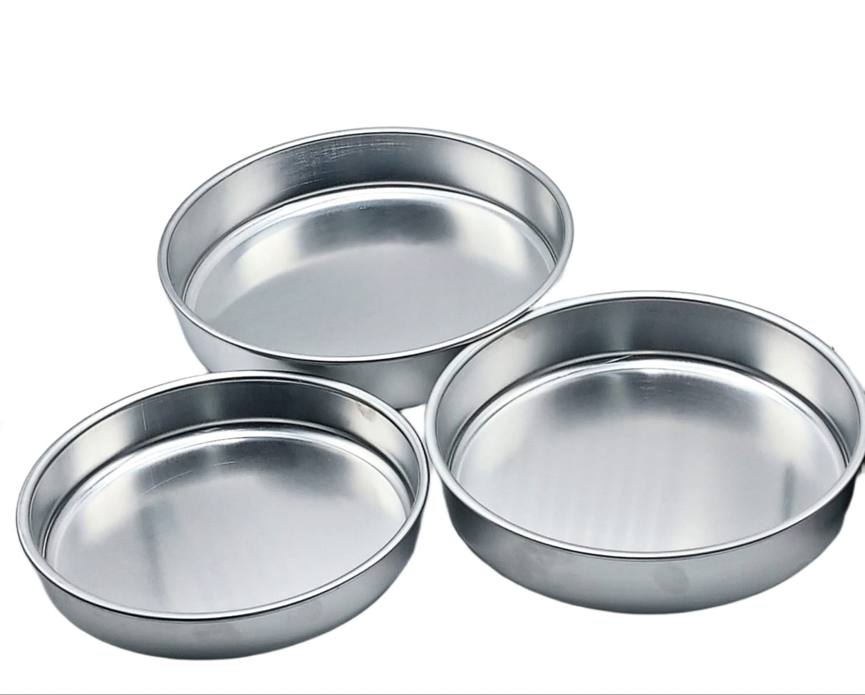Set 3 tavi pentru Cuptor din Metal, Rotunde, Argintii