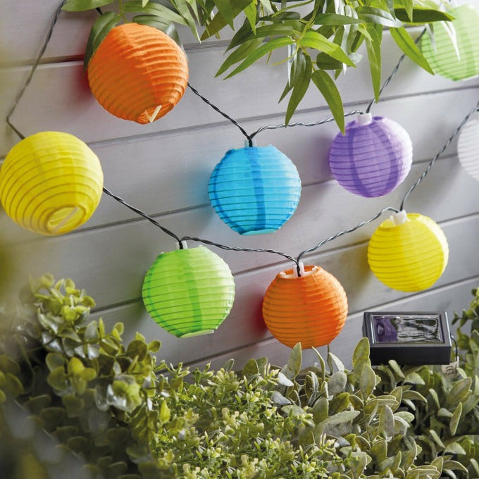 Sir de 10 lampioane solare, LED, diferite culori, 3.7 m