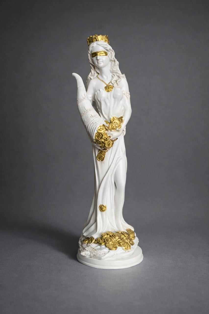 Statuetă Cornul Abundenței - 29cm / 35 cm, Alb-Auriu