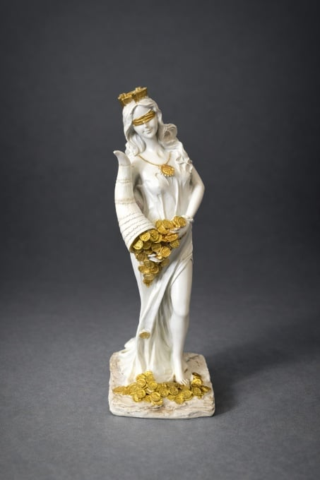 Statuetă Cornul Abundenței - 29cm / 35 cm, Alb-Auriu