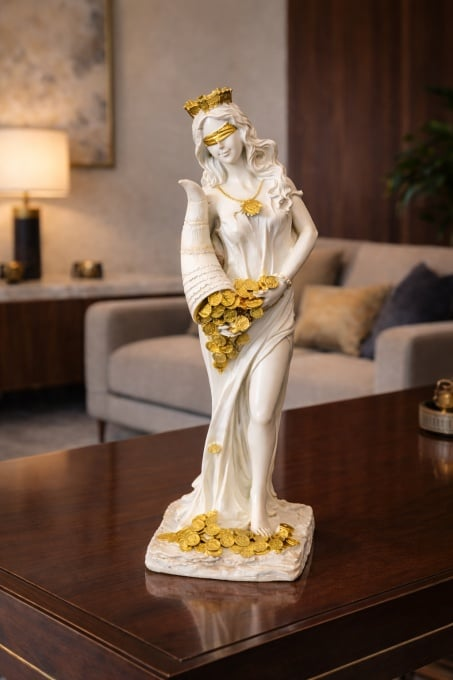 Statuetă Cornul Abundenței - 29cm / 35 cm, Alb-Auriu
