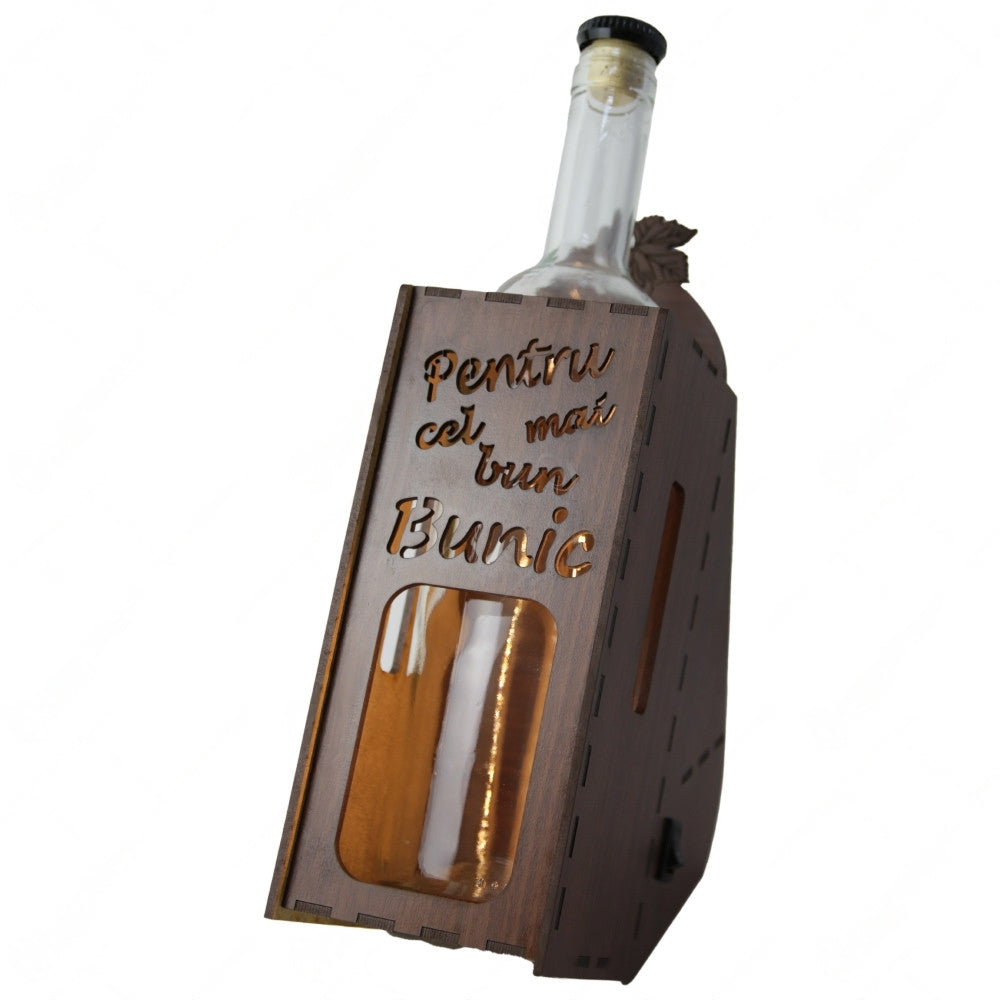 Sticla 1 l cu suport din Lemn cu Led, „Pentru cel mai bun ”