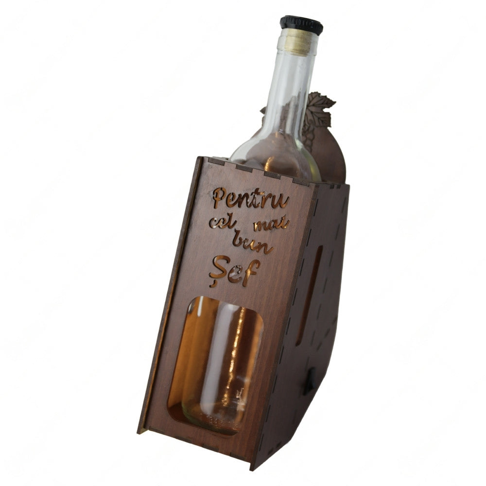 Sticla 1 l cu suport din Lemn cu Led, „Pentru cel mai bun ”