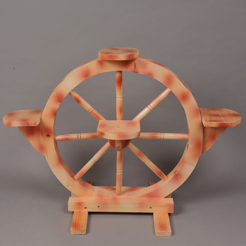 Suport din Lemn pentru Flori, Model Roata, 62x85 cm