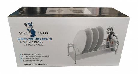 Scurgator pentru vase din Aluminiu cu Tava din Plastic, 40.7 x 19.5 x 16.5cm