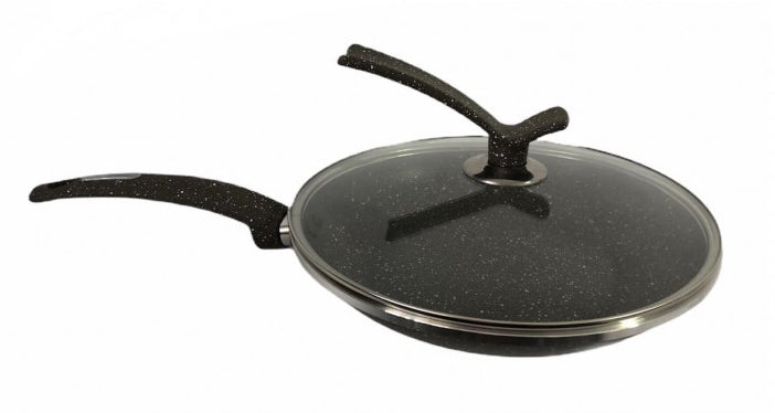 Tigaie Marble din Metal cu capac de Sticla, 28 cm