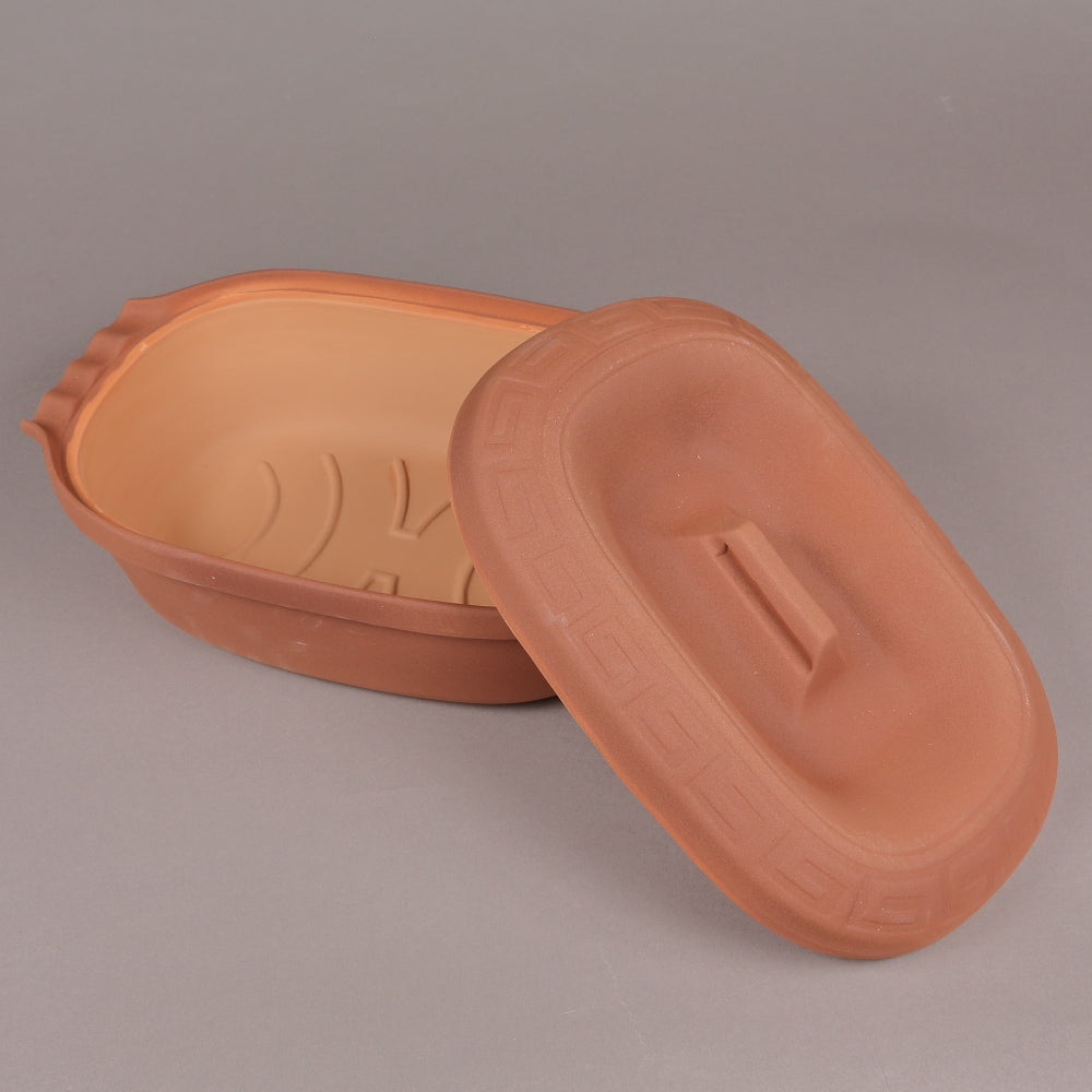 Vas din Lut pentru Sarmale cu Capac si manere, 41x27 cm, 6 l