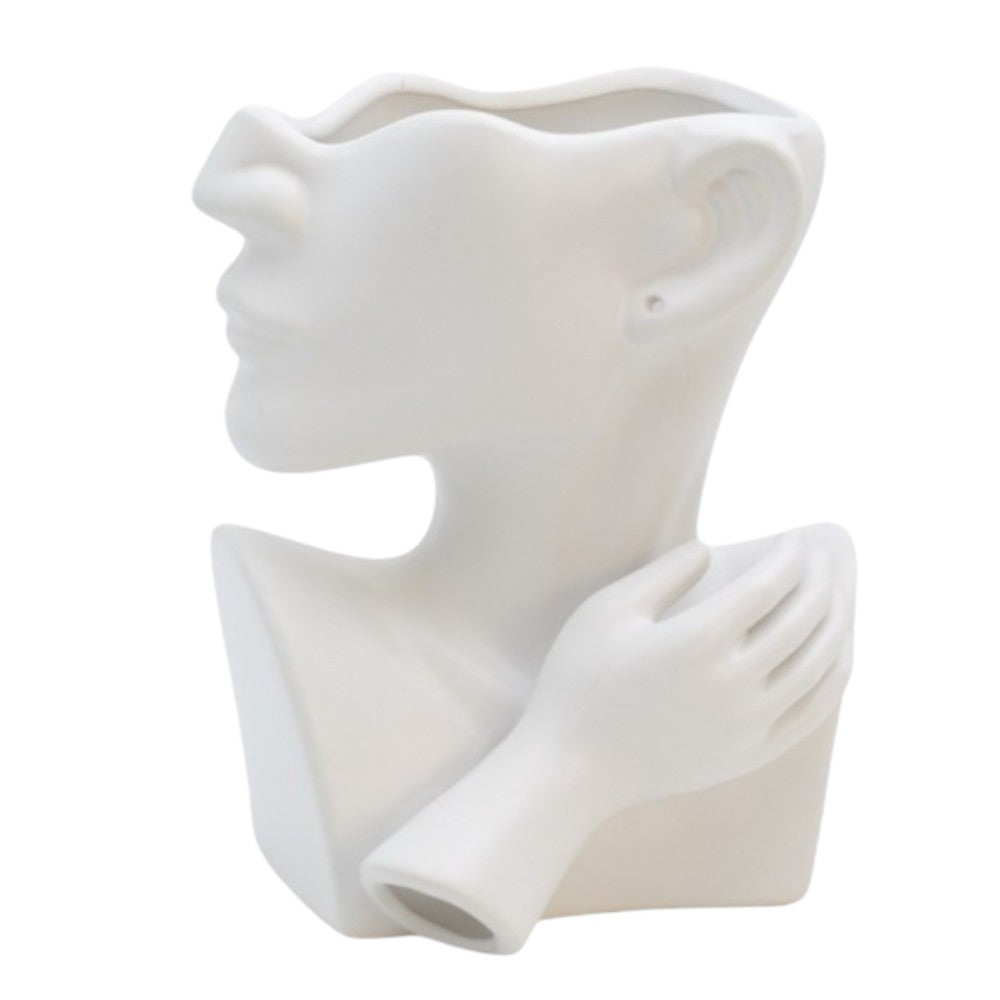 Vaza decor Lady Face Profil din Ceramica, 19x13x25 cm
