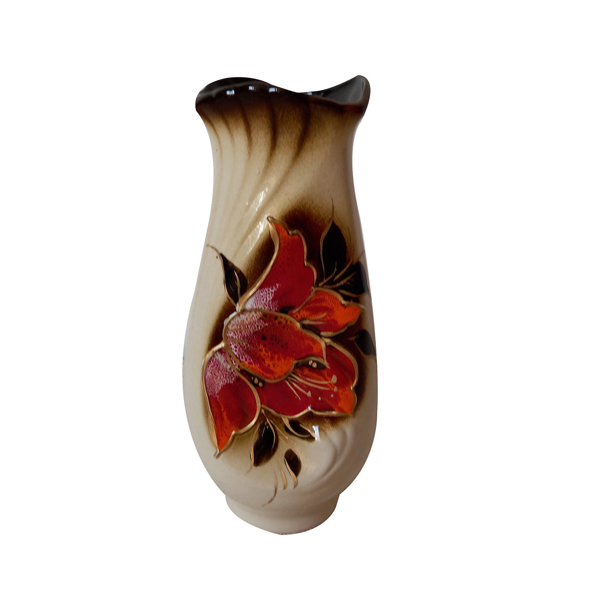 Vaza Decorativa, Ceramica, Model cu Flori, 900 ml, 22x7 cm