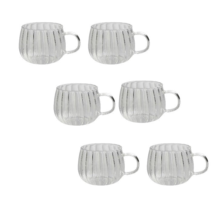 Set 6 Cani sticla, 350 ml, Transparent, Model cu dungi