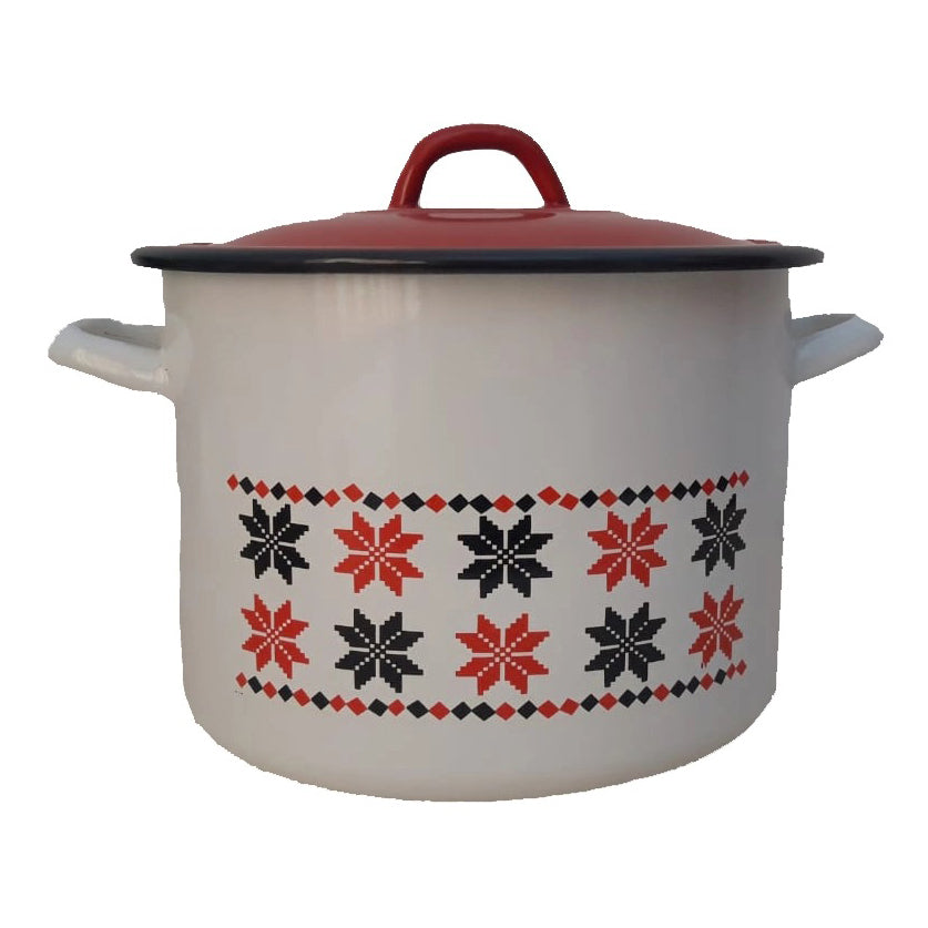 Set Complet Traditional servire masa, oala 24 cm, 6 farfurii 27cm, 6 farfurii 19cm, 6 boluri 14 cm, 6 cani 300ml