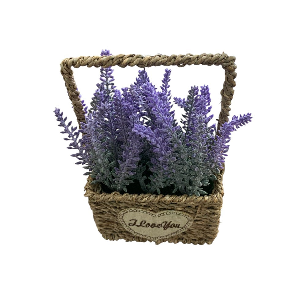 Flori artificiale in cosulet impletit, Lavanda, 23x9,5x9,5 cm