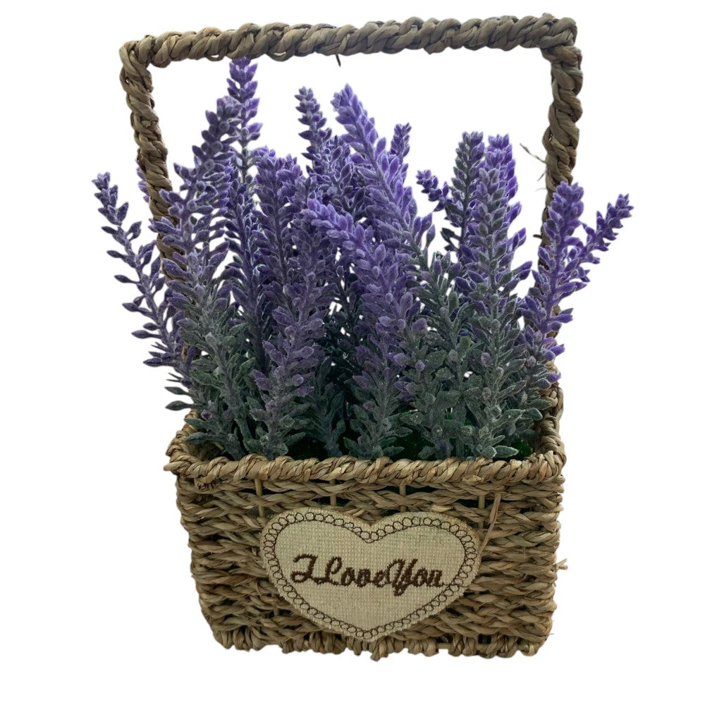 Flori artificiale in cosulet impletit, Lavanda, 23x9,5x9,5 cm