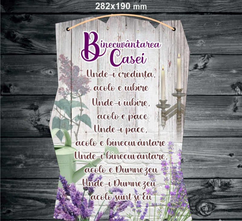Placheta decorativa, din Lemn, model, 28x18 cm
