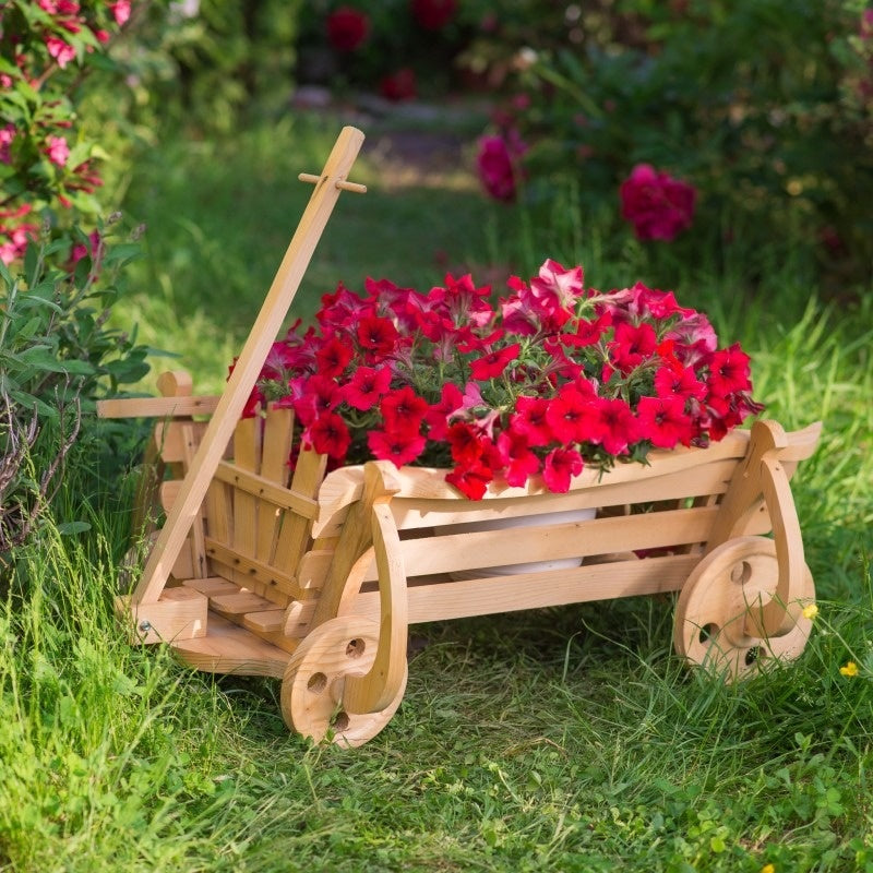 Suport pentru Flori, Caruta, Lemn Maro - Natur , 70x45x27 cm