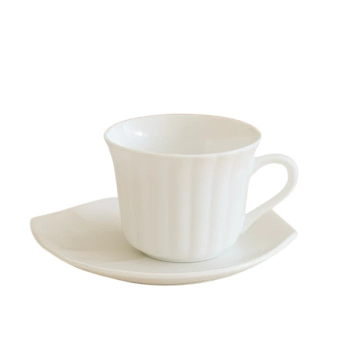Set 6 cesti de cafea cu farfurioare din opal , Alb